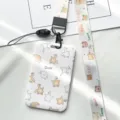 Cute cartoon duck card holder with matching lanyard for school students and office workers daily use. - Line Multi-Duck & Game Bear Long Lanyard