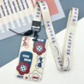Niedlicher Cartoon-Kartenhalter mit langem Lanyard, ideal für schöne Studentenausweise. - Behappy Langes Schlüsselband / Blumen Coole Bär