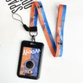 Portatarjetas de identificación negro con cordón de astronauta funda protectora para trabajo - Estilo Astronauta Naranja Azul / Portatarjetas Con Cordón Largo