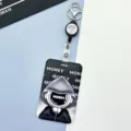 Retractable badge reel and card holder set, cartoon astronaut style for student bus card ID. - Mysterious Hooded Figure / Black Retractable Buckle (Planet)