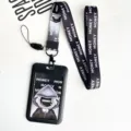 Schwarzer Ausweishalter mit Astronauten Design und Band fur Schuler Arbeitnehmer. - Mysteriöser Kapuzenmann Stil / Kartenhalter Mit Langem Band