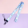 Cute duck print lanyard with metal clasp and phone strap, perfect for keys and ID badges. - Rainbow Goose