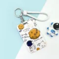 Cute astronaut cartoon card holder with braided lanyard, waterproof sliding ID badge holder for students. - Ball-Holding Astronaut / White Braided Rope