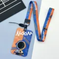 Cartoon astronaut ID card holder with lanyard for students, bus card and access badge protection. - Orange Blue Astronaut / Orange-Blue Astronaut Long Lanyard