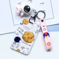 Plastic slide hard shell astronaut card holder with strap and physics formulas design. - Astronaut with Balloon and Pink Astronaut Figure