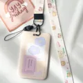 Cute bear pattern ID card holder with lanyard simple campus bus card protective set - Flower Sticky Notes and Game Bear Long Lanyards