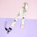 Cute cartoon printed lanyard keychain strap, multi-functional neck strap for keys/phone. - Small White Dog Yellow