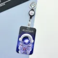 Cute astronaut cartoon card holder with retractable reel for student bus and access cards. - Interstellar Astronaut / Black Retractable Buckle (Planet)