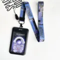 Portatarjetas de identificacion negro con cordon estampado de astronauta para estudiantes. - Estilo Astronauta Interestelar / Portatarjetas Con Cordón Largo