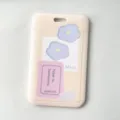Simple vertical card holder sleeve cute floral design ID badge holder for students. - Flower Sticky Notes "Miss" (No Accessories)