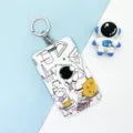 Cute cartoon astronaut card sleeve with keychain, waterproof student badge and bus card holder. - Dog and Astronaut / Round Buckle