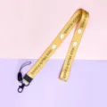 Yellow floral pattern lanyard with detachable metal hook for keys and mobile phone - Yellow Flower