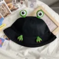 Cute black frog bucket hat for women summer sun protection cute design stylish outdoor cap - One Size / Black