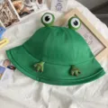 Cute green frog bucket hat for women, summer sun protection casual outdoor fisherman hat. - One Size / Green