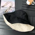 Reversible bucket hat for women summer sun protection casual black beige sunhat with strap - M (56-58cm) / Black