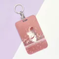 Cute cartoon rabbit PVC card holder with keychain for student ID card and bus card protection. - Shining Rose Rabbit / Round Buckle