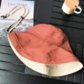 Women reversible bucket hat, orange and beige summer sun protection wide brim fisherman hat. - M (56-58cm) / Brick Red