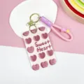 Pink cute student ID card holder with lanyard and keychain, durable ABS protective case. - Heart Letter Pattern / Lucky Bag Wrist Strap