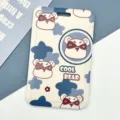 Portacarte carino con motivo di orso di cartone animato e cordino per studenti e scuola. - Senza Accessori / Orso Occhiali da Sole Stelle