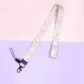 Durable cute cartoon printed long lanyard with metal hook for keys and mobile phone daily use. - Study Course