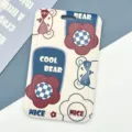 Portacarte simpatico cartone animato orso blu custodia badge studente tessera protettiva - Senza Accessori / Orso Cool Fiori