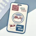 Portabadge con orsetto di cartone con cordino, simpatica custodia protettiva per studenti. - Senza Accessori / Orso Cool Sorriso