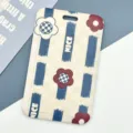 Portabadge con motivo floreale a quadri per studenti, custodia protettiva pratica. - Senza Accessori / A Righe Verticali Blu