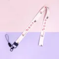Cute cartoon printed neck lanyard with metal hook and strap for keys, durable and portable. - Pink Forever Luck