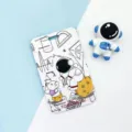 Cute cartoon astronaut card holder, waterproof sliding student bus IC card sleeve variant. - Dog and Astronaut / No Accessories