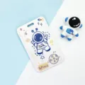 Cute astronaut cartoon sliding card sleeve waterproof ID card holder for student bus IC card. - Blue Astronaut / No Accessories