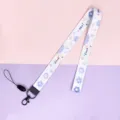 Cute grid floral lanyard strap with metal clasp for keys phone ID badge holder cute - Blue Floral