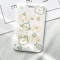 Cute white cartoon bear ID card holder with strap, durable PVC transit pass protective case. - Cute Line Bear (No Accessories)