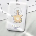 Cute space duck ID card holder white bus card protective sleeve student meal pass cover - Line Art Duck (No Accessories)