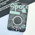 Embossed cartoon astronaut card holder for student ID, bus card, and access card protection. - Black Green Astronaut / No Accessories
