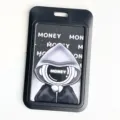 Portatarjetas de identificación negro con inserto de astronauta para estudiantes y trabajadores. - Estilo Hombre Con Capucha Misterioso / Portatarjetas Solo (Sin Accesorios)
