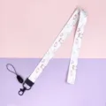 Cartoon printed lanyard with cute smile face design, durable neck strap for keys and phone. - Emoji Motif
