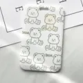 Cute white bear pattern ID card holder, portable badge protector for bus and school IC cards. - Line Bear (No Accessories)
