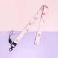 Cute pink floral lanyard with durable black clasp and strap for keys, phone, and badge holders. - Pink Flower