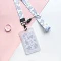 Cute cartoon whale lanyard and transparent ID card holder set, perfect for students and school use. - Blue Shark + Blue Shark Long Lanyard / Vertical PP Card Sleeve