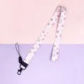 Pink cute cupcake print lanyard variant with black metal clasp and phone strap for daily use. - Pink Dessert