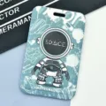 Relief cartoon astronaut card holder, blue student bus access card protector sleeve. - Green Standing Astronaut / No Accessories