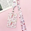 Tarjetero con bonito diseño de conejo y cordón retráctil, ideal para tarjetas de autobús y escolares. - Conejo Zanahoria (Cordón Retractable LUCK Conejo)