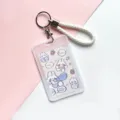 Transparent Card Holder with White Wrist Strap Cute Rabbit Design ID Badge Holder - Transparent Bubble Rabbit + White Hand Strap / Vertical PP Card Sleeve