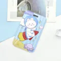 Süßer Cartoon Astronaut Kaninchen Schiebe Kartenhalter Schüler Buskarte Schutzhülle - Gestreifter Raketenhase (Ohne Zubehör)