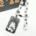 Étui de carte d'identité mignon lapin de dessin animé avec lanière pour carte d'étudiant. - Feux d'Artifice Lapin LUCKY (000) / Style Cordon Long