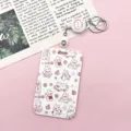 Cute rabbit cartoon ID card holder with retractable reel and metal keychain for daily use. - Cute 100% Rabbit + White Retractable Badge Reel (Rabbit)
