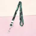 Black astronaut lanyard with retractable badge reel and card holder for ID work neck strap. - Black Green Astronaut (Retractable Lanyard)