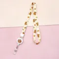Cartoon Retractable Lanyard Cute Bear Fruit Print ID Badge Holder Neck Strap for Students - Beige Flower Bear (Retractable Lanyard)