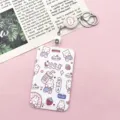 Cute cartoon rabbit card holder with retractable reel keychain for bus card student badge ID. - LUCK Rabbit with White Retractable Badge Reel (Rabbit)