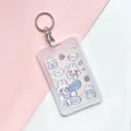 Clear cartoon card holder with keychain cute bunny design waterproof badge protector - Transparent Bubble Rabbit + Round Buckle / Vertical PP Card Sleeve
